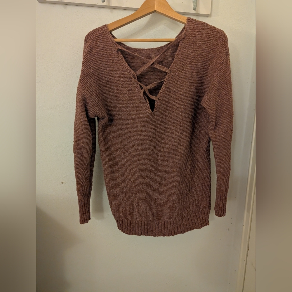 Crisscross V-Neck Blush Pink AE Women's Sweater